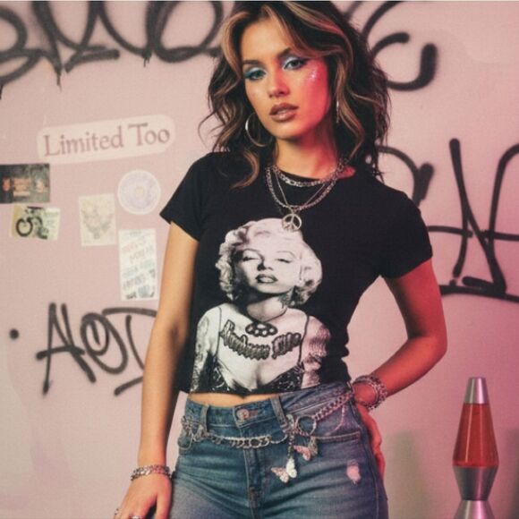 VTG RARE Black White Marilyn Monroe Single Stitch Hardcore Life TShirt XXL *Med - Picture 4 of 11